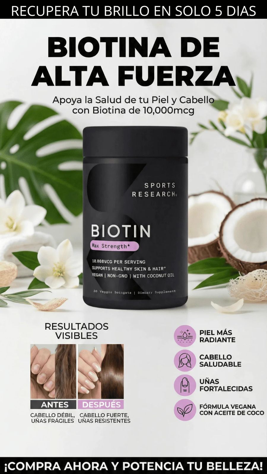 Biotina Max Americana® | Dale Brillo A Tu Cabello, Uñas y Piel